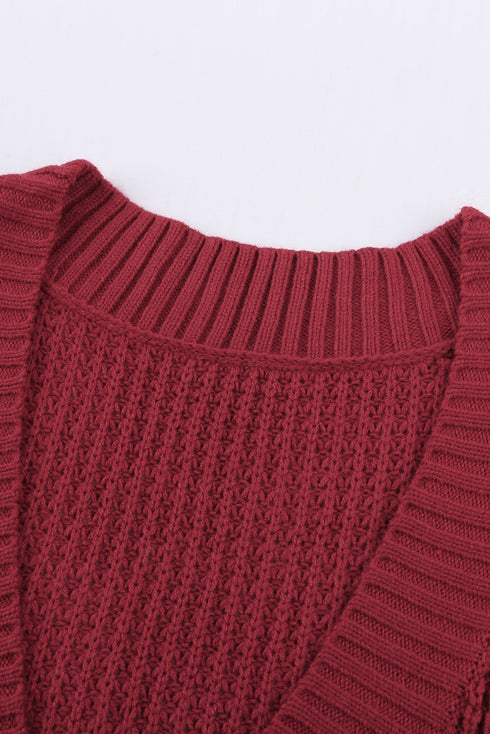 Pocket Knitted Solid Color Cardigan